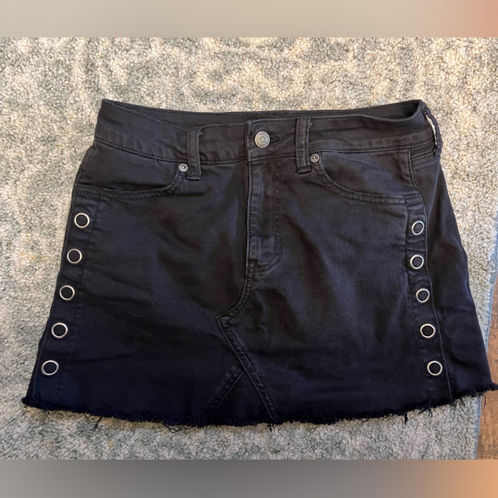 American Eagle Ring Hole Black Mini Skirt Super Stretch